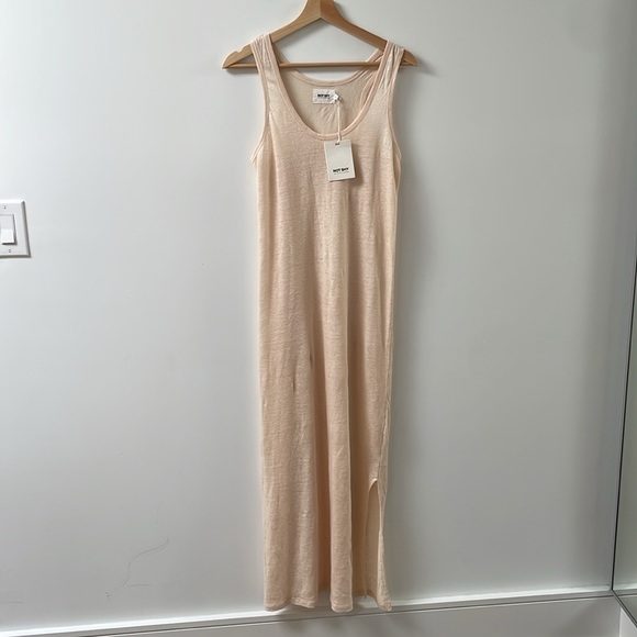 NWT Notshy the hottest cashmere linen maxi dress beach cover, peach cream XS - Picture 5 of 12